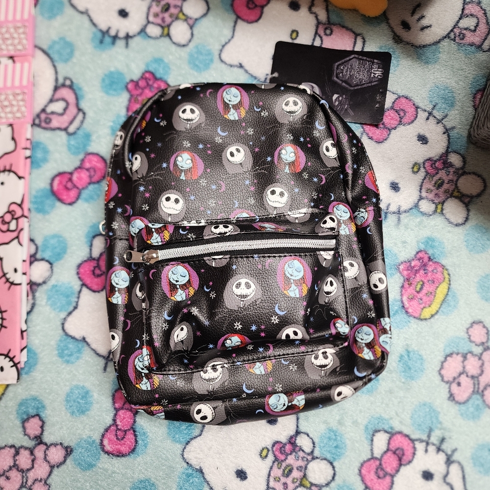 Nightmare Before Christmas Black Backpack with Character Print